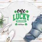 lucky four leaf clover t shirt personalized names lucky clover design st patricks day gift