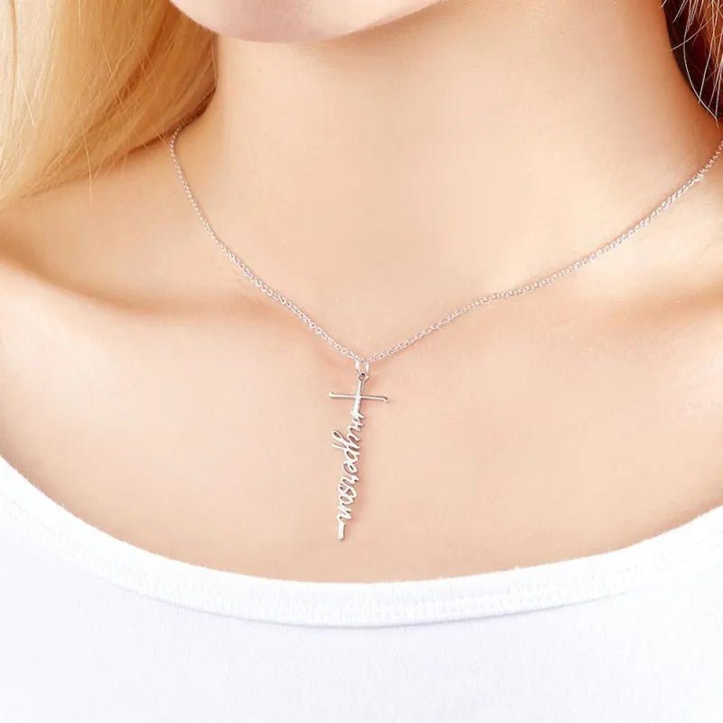 gifts for wife To My Beautiful Wife - Unique Memento - Name Necklace Cross Squiggly Lettering Birthday Gift For Her - gifts f