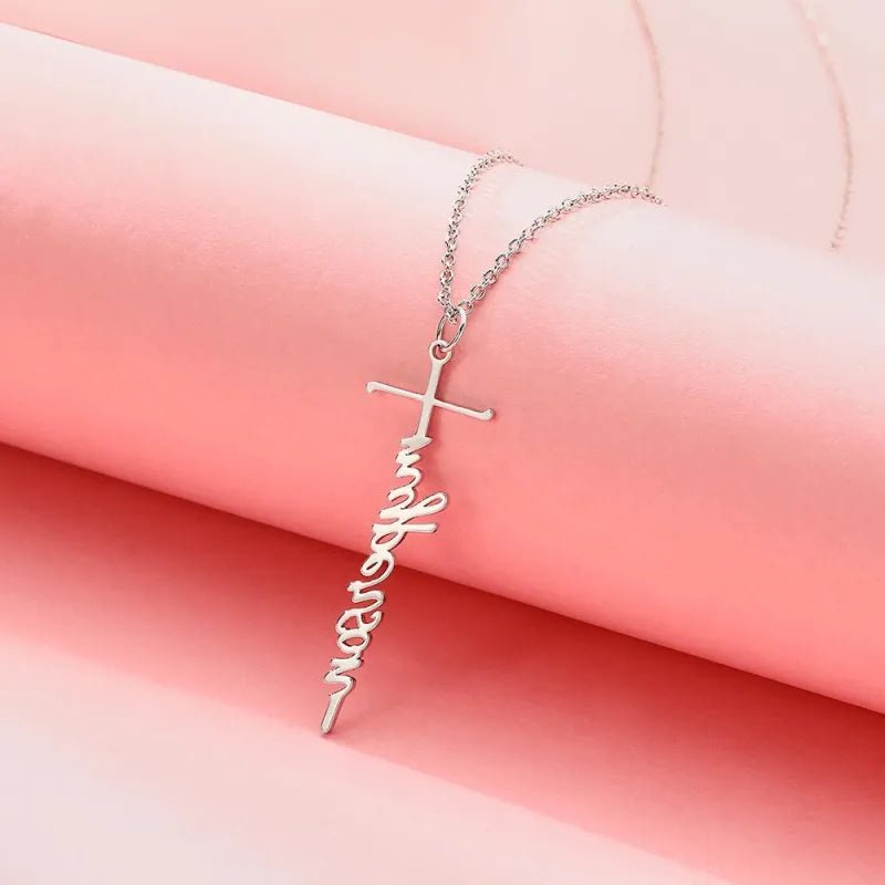 gifts for wife To My Beautiful Wife - Unique Memento - Name Necklace Cross Squiggly Lettering Birthday Gift For Her - gifts f