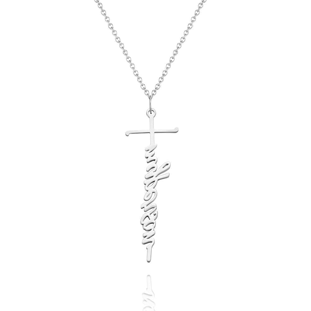 gifts for wife To My Beautiful Wife - Unique Memento - Name Necklace Cross Squiggly Lettering Birthday Gift For Her - gifts f