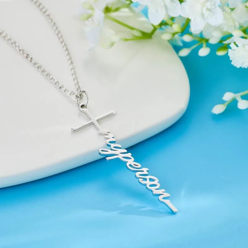 gifts for wife To My Beautiful Wife - Unique Memento - Name Necklace Cross Squiggly Lettering Birthday Gift For Her - gifts f