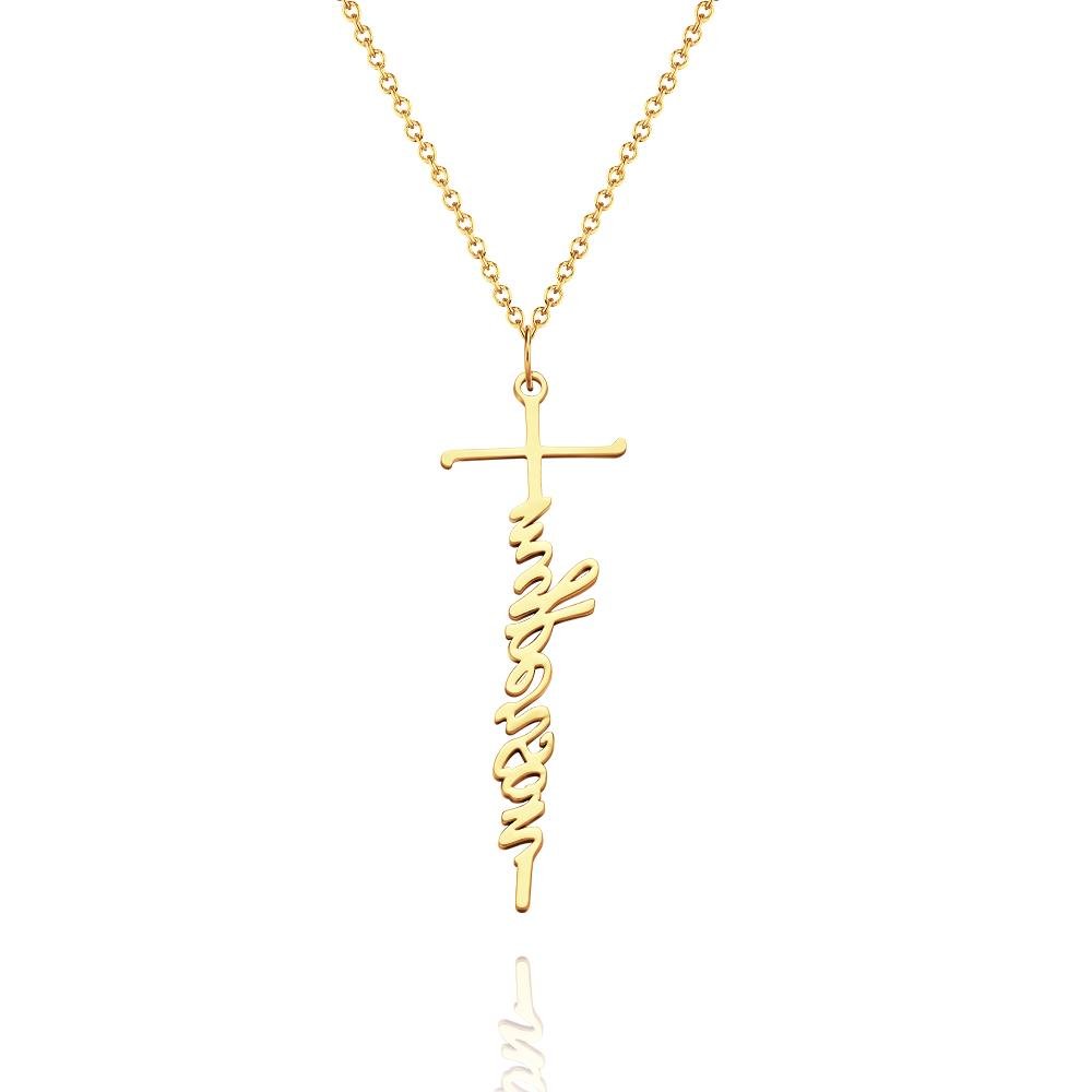 gifts for wife To My Beautiful Wife - Unique Memento - Name Necklace Cross Squiggly Lettering Birthday Gift For Her - gifts f
