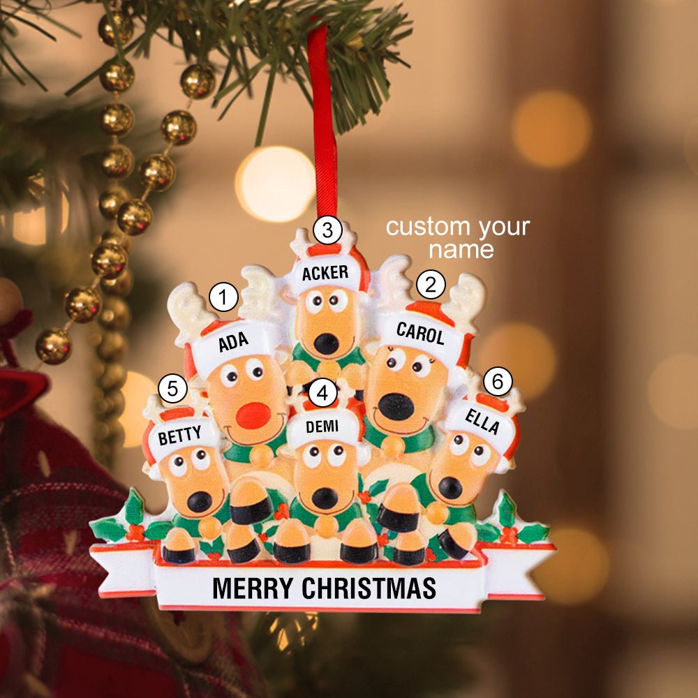 Custom Name Reindeer Family Xmas Ornament Personalized Christmas Decoration Gifts - DiyGiftly