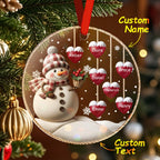 Custom Name Snowman Acrylic Ornament – Personalized Round Christmas Tree Decoration - DiyGiftly