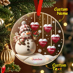 Custom Name Snowman Acrylic Ornament – Personalized Round Christmas Tree Decoration - DiyGiftly
