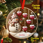 Custom Name Snowman Acrylic Ornament – Personalized Round Christmas Tree Decoration - DiyGiftly