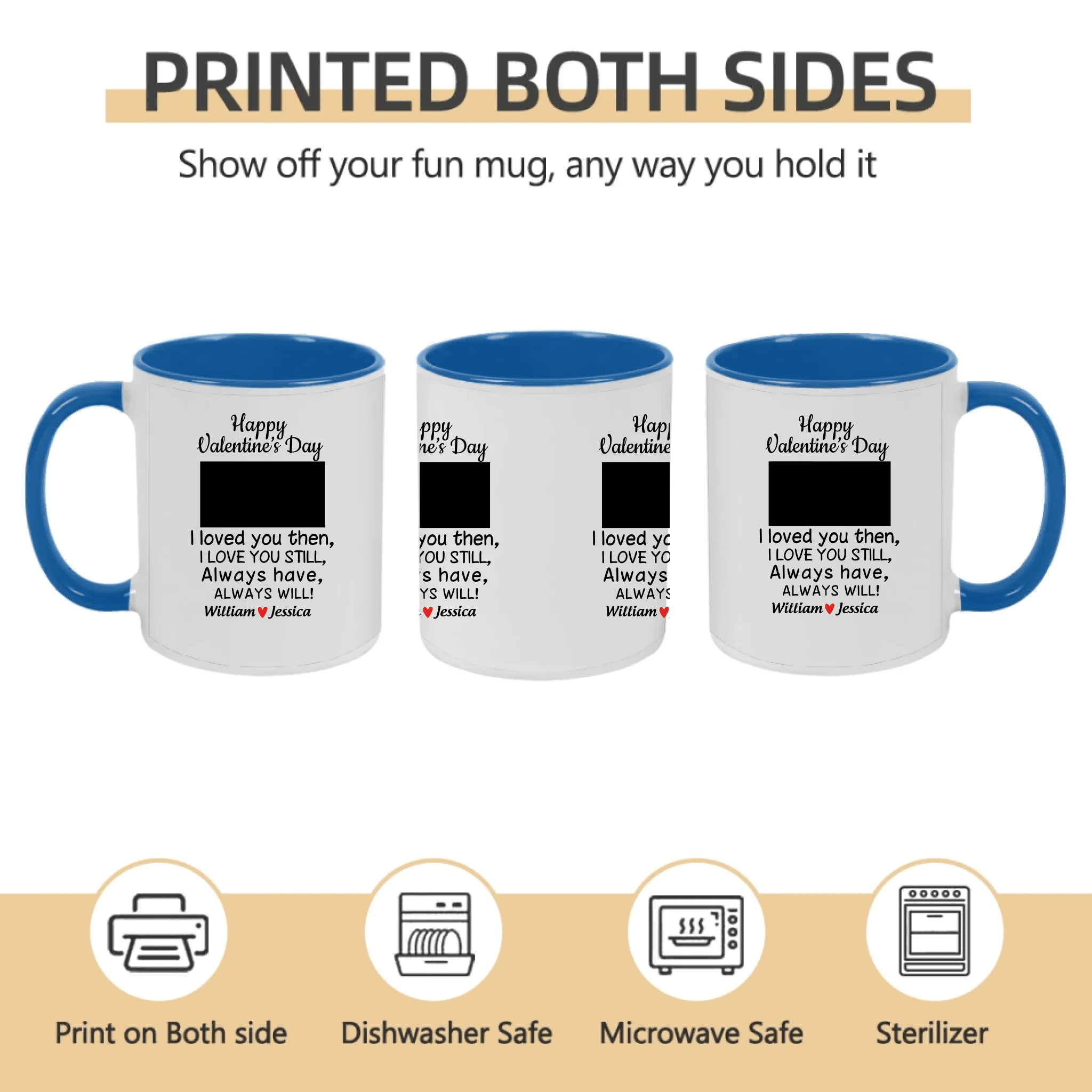 Custom name - Upload your personality photo - White mug - Valentine's Day gift 761177 - DiyGiftly