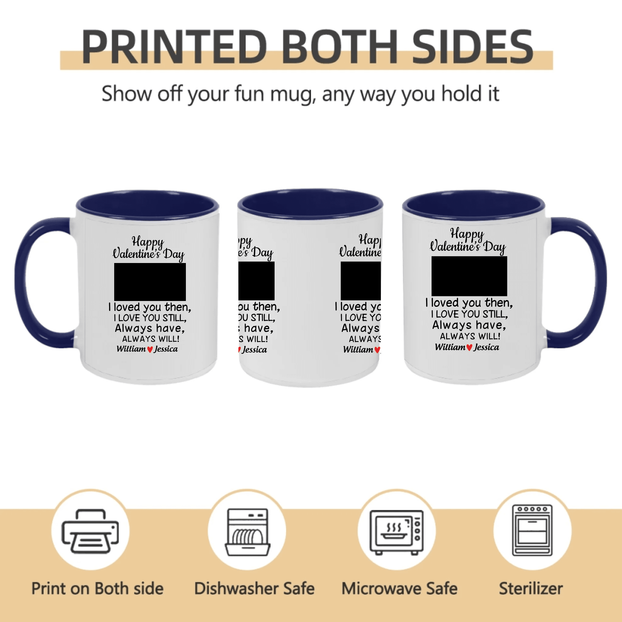 Custom name - Upload your personality photo - White mug - Valentine's Day gift 761177 - DiyGiftly