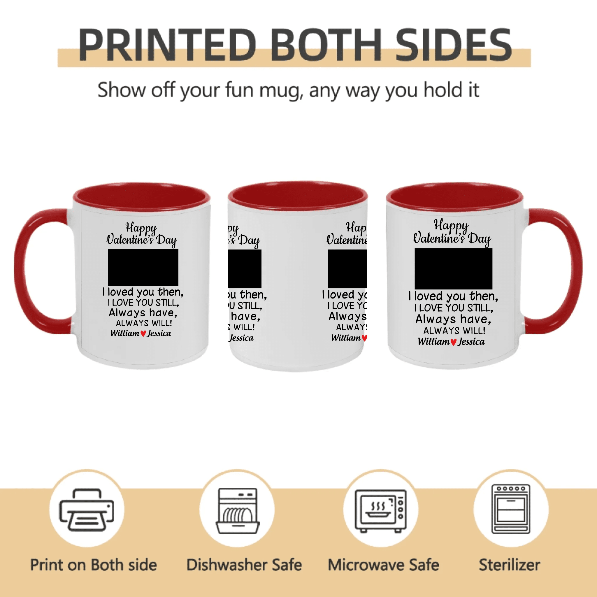 Custom name - Upload your personality photo - White mug - Valentine's Day gift 761177 - DiyGiftly