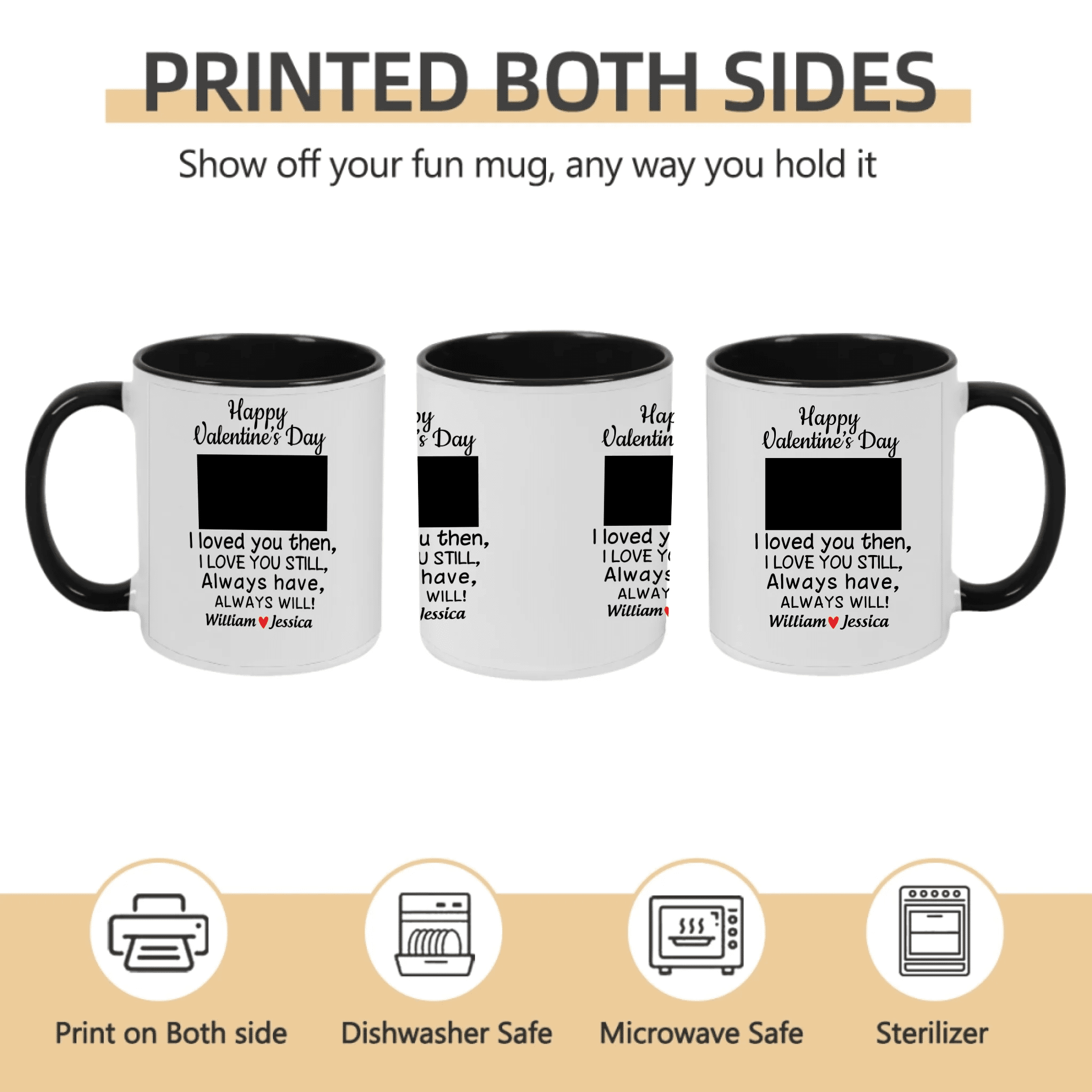 Custom name - Upload your personality photo - White mug - Valentine's Day gift 761177 - DiyGiftly