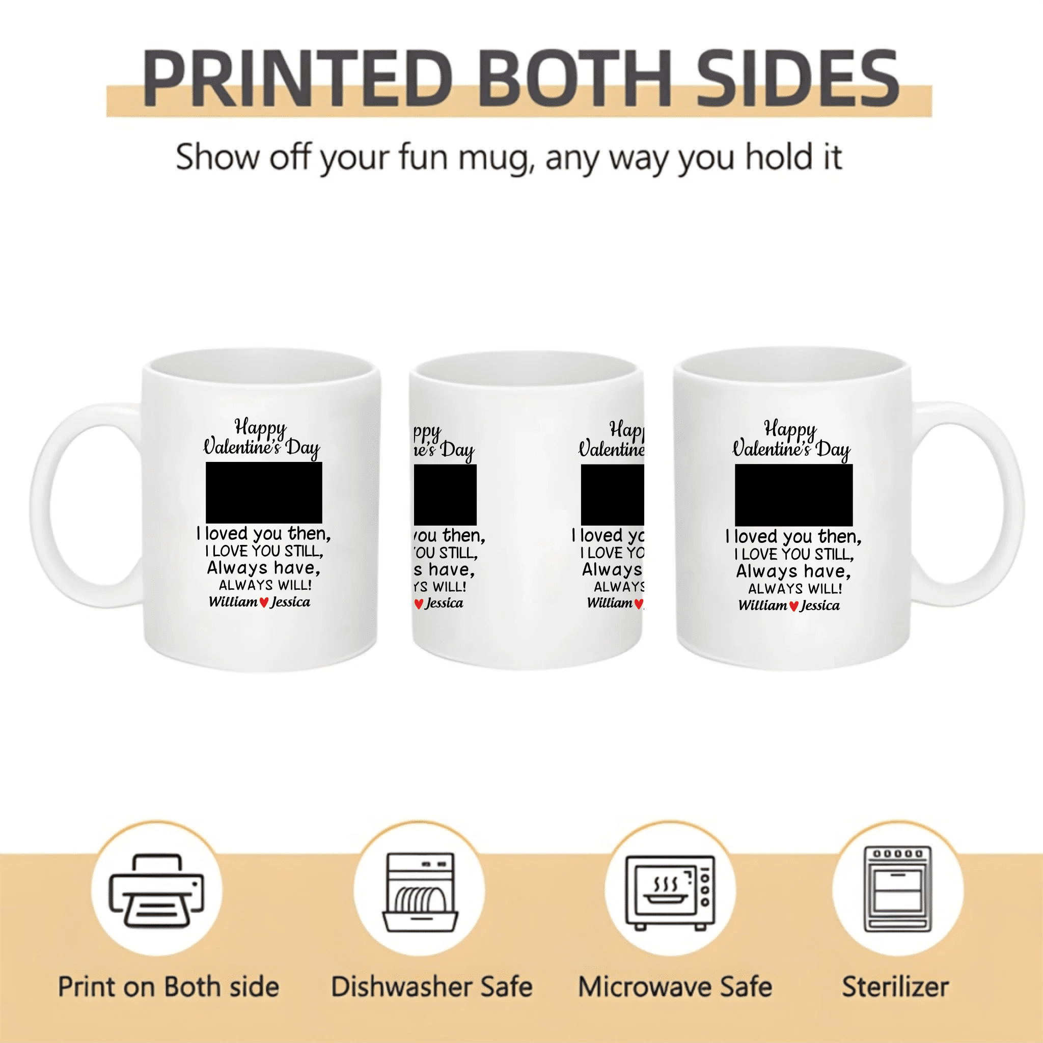 Custom name - Upload your personality photo - White mug - Valentine's Day gift 761177 - DiyGiftly