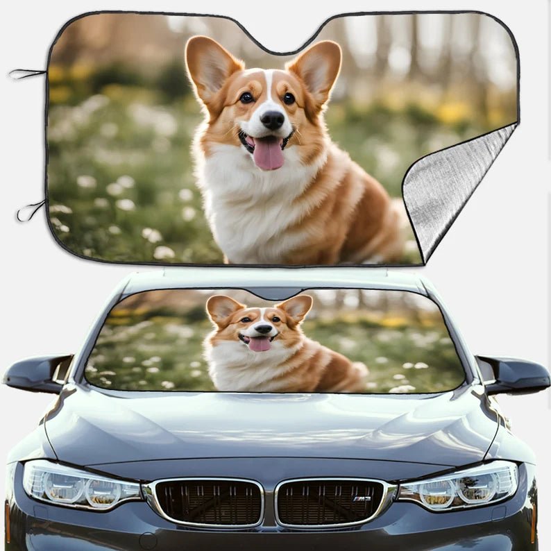 Custom Pet Photo Auto Windshield Sun Shade, Personalized Picture\Text Block UV Rays Sun Visor Protector Car Sunshade, Family Gift for Dad 50809344 - DiyGiftly