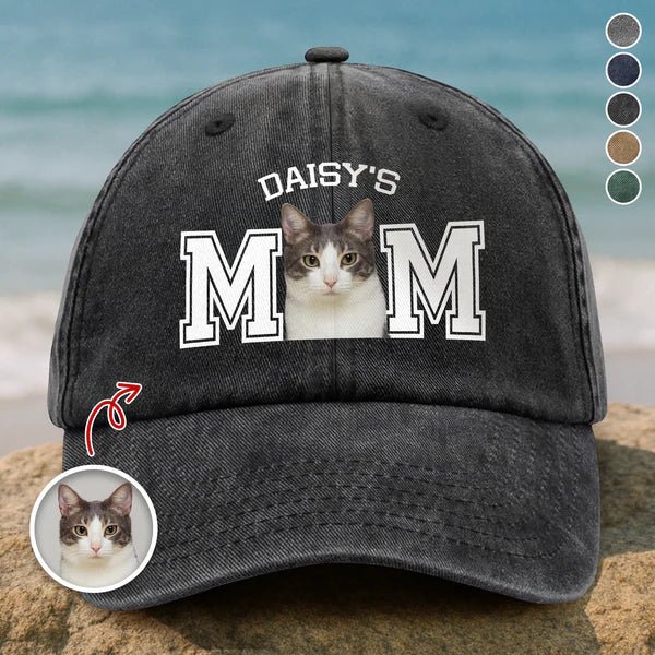 Custom Pet Photo Baseball Cap – Personalized Dog Cat Face Embroidered Style Washed Denim Hat for Pet Moms & Dads 26451712 - DiyGiftly
