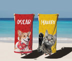 Custom Pet Photo Beach Towel with name, Dog Picture Beach Towel, Kids Personalized Cat Face Bath Towel, Pet Pool Towel, Dog Lover Mom Gift 83945728 - DiyGiftly