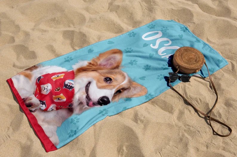 Custom Pet Photo Beach Towel with name, Dog Picture Beach Towel, Kids Personalized Cat Face Bath Towel, Pet Pool Towel, Dog Lover Mom Gift 83945728 - DiyGiftly