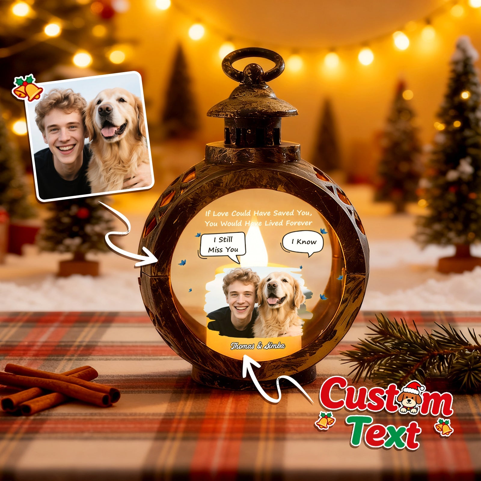 Custom Pet Photo Christmas Tree Ornament – Personalized Text Christmas Gift for Pet Lovers - DiyGiftly