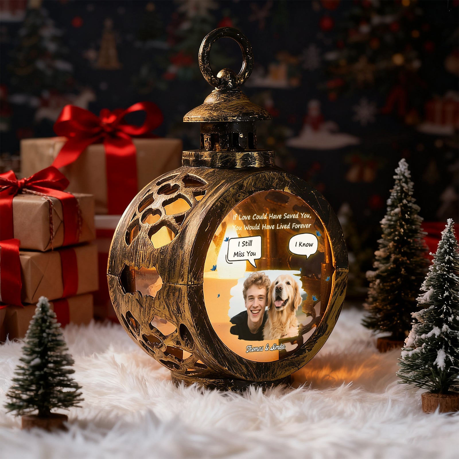 Custom Pet Photo Christmas Tree Ornament – Personalized Text Christmas Gift for Pet Lovers - DiyGiftly