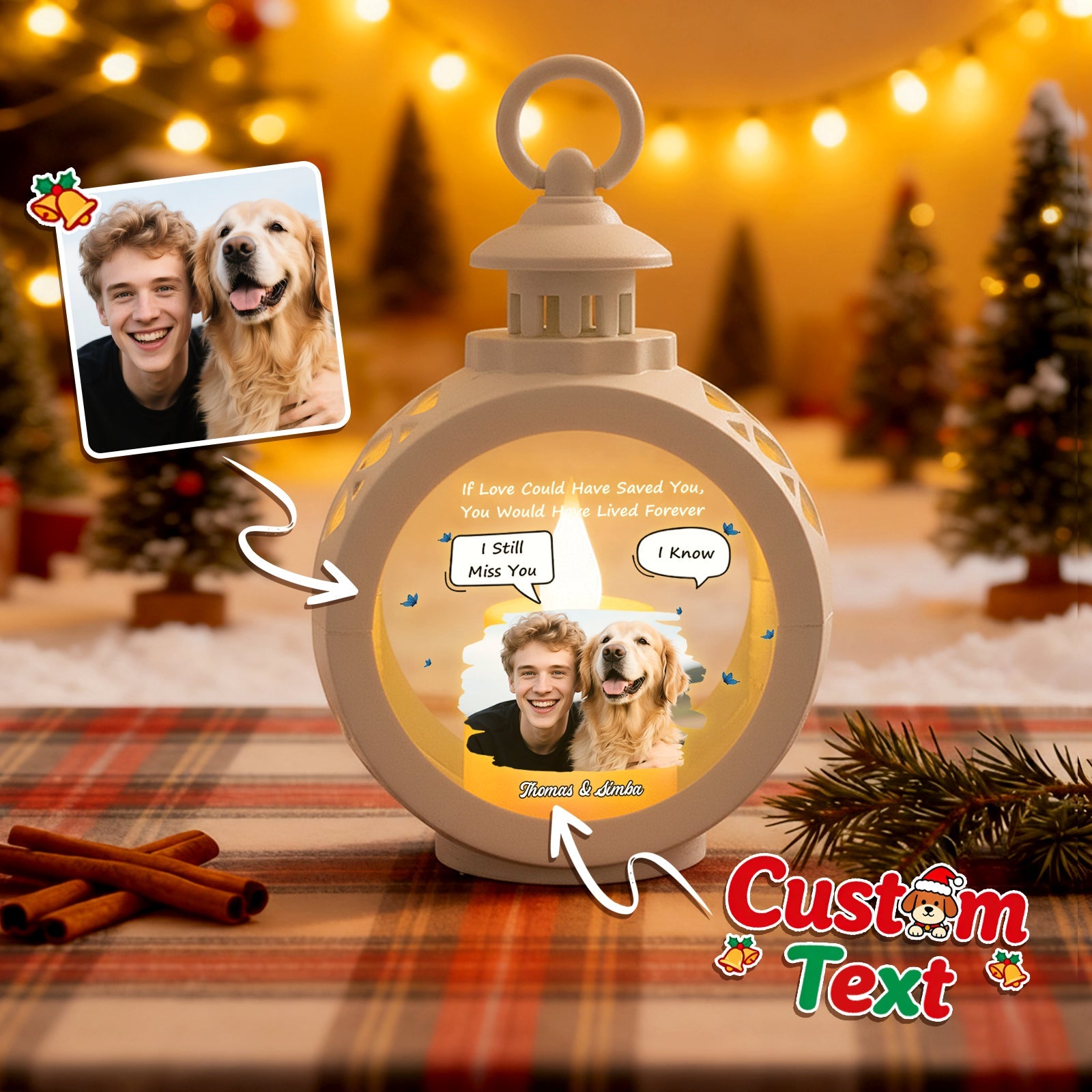 Custom Pet Photo Christmas Tree Ornament – Personalized Text Christmas Gift for Pet Lovers - DiyGiftly