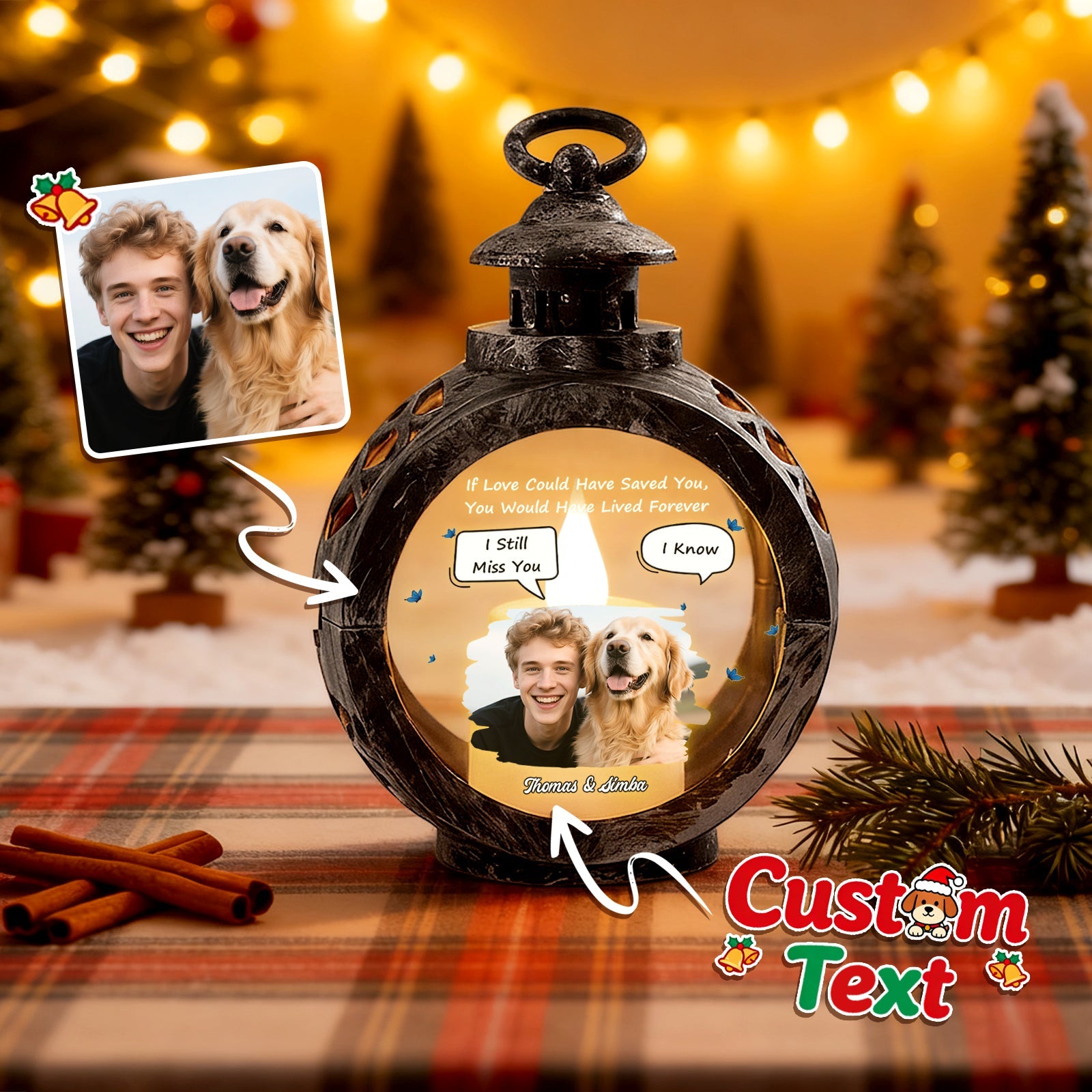 Custom Pet Photo Christmas Tree Ornament – Personalized Text Christmas Gift for Pet Lovers - DiyGiftly