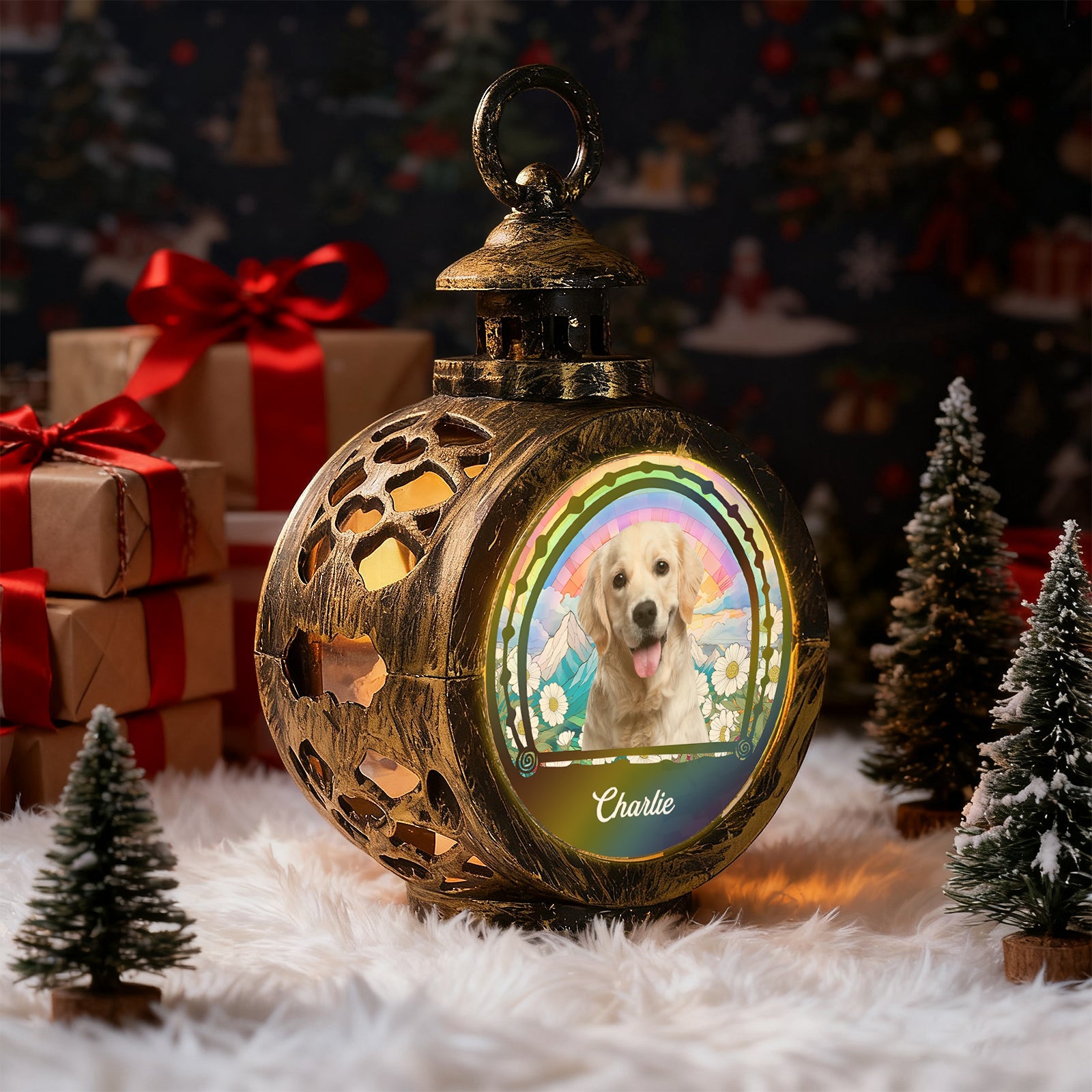 Custom Pet Photo with Optional Background Ornament – Personalized Pet Name Christmas Gift for Pet Lovers - DiyGiftly