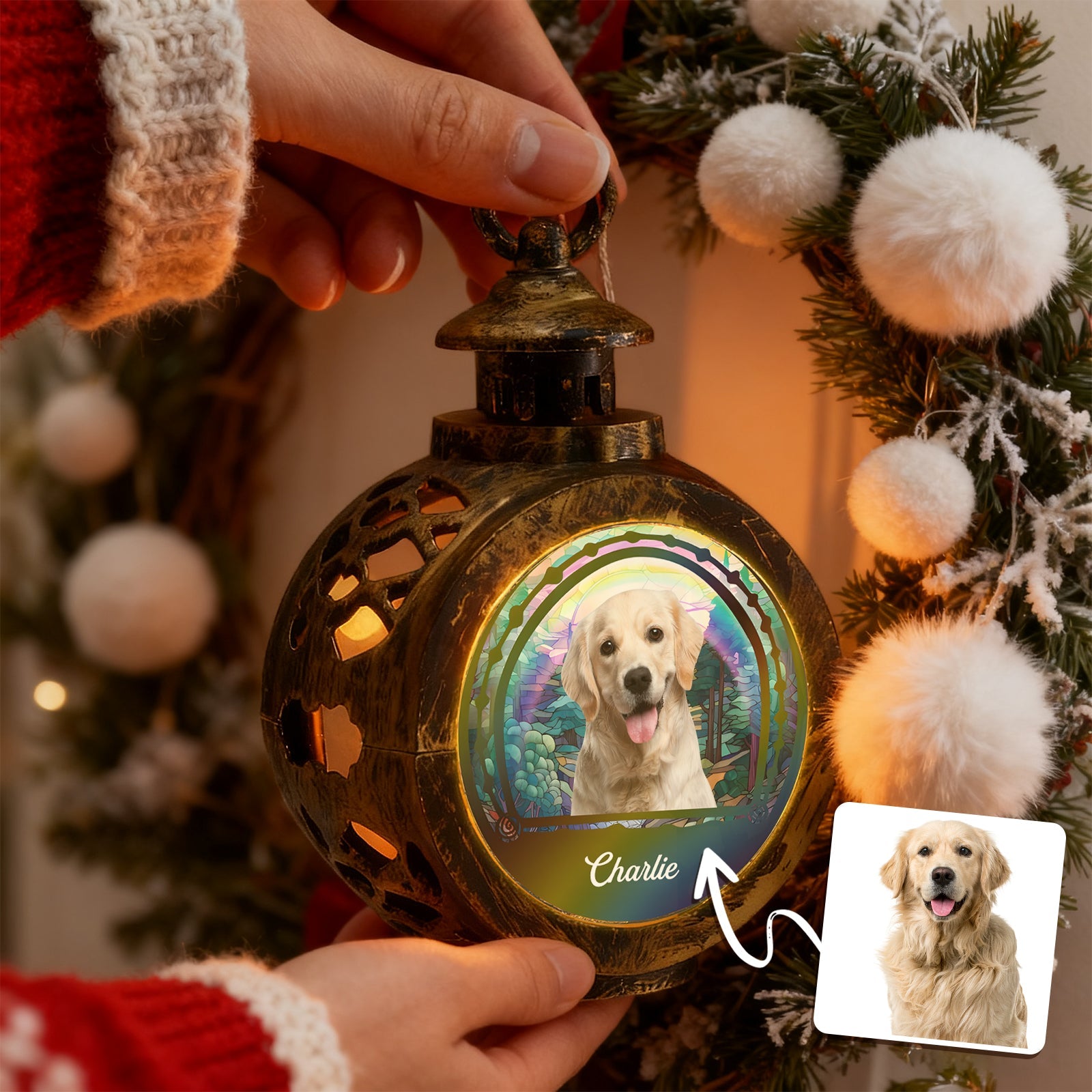 Custom Pet Photo with Optional Background Ornament – Personalized Pet Name Christmas Gift for Pet Lovers - DiyGiftly