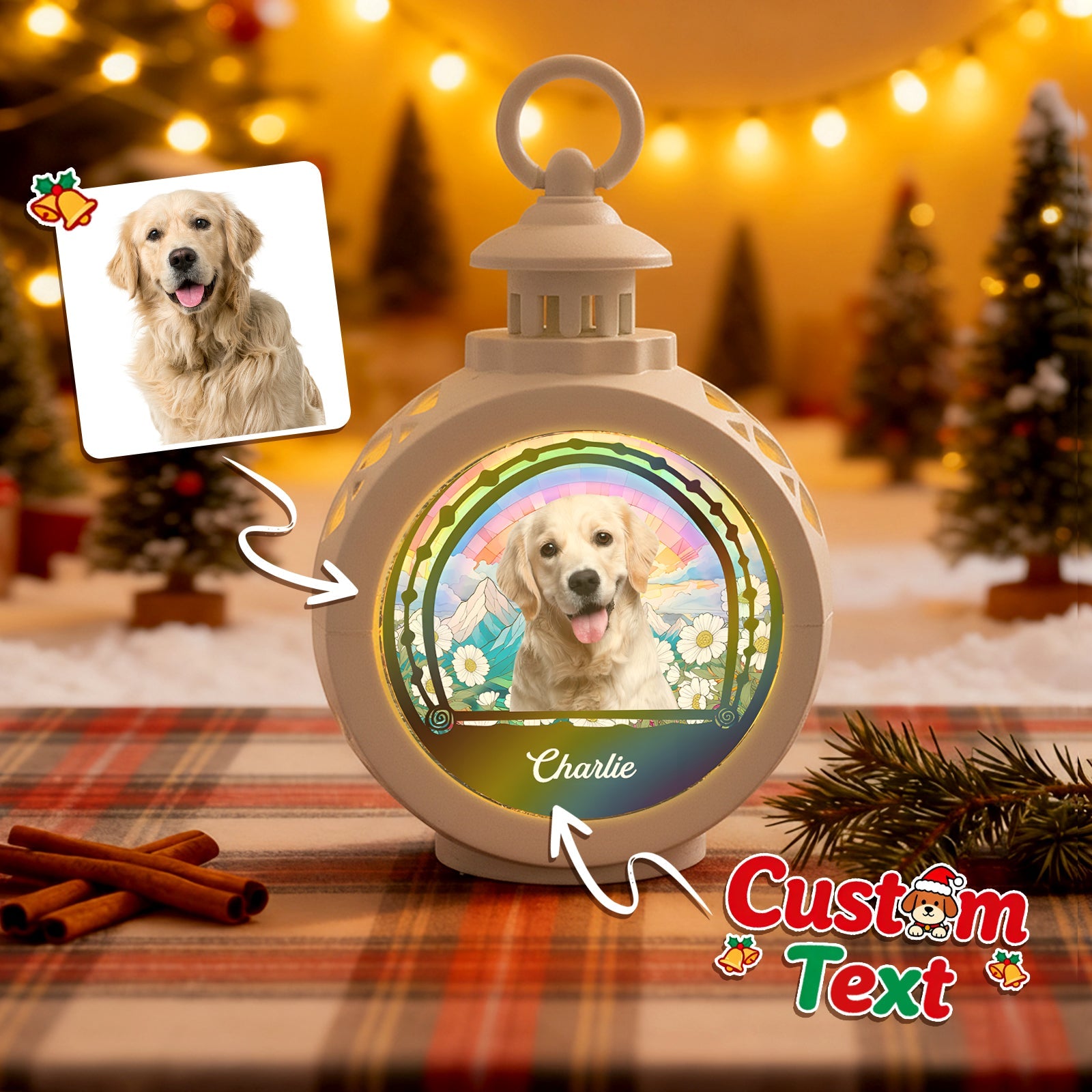 Custom Pet Photo with Optional Background Ornament – Personalized Pet Name Christmas Gift for Pet Lovers - DiyGiftly