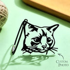 custom pet silhouette cat keychain keepsake loss of cat gift