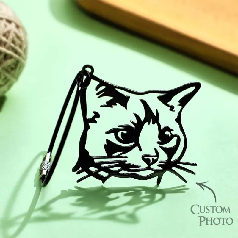 custom pet silhouette cat keychain keepsake loss of cat gift