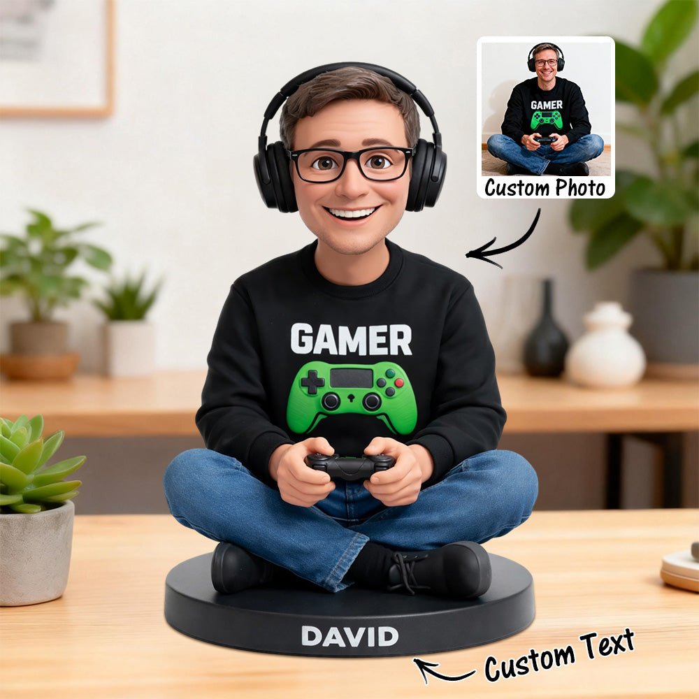 Custom Photo 2D Cute Animated Style Cartoon Style Wooden Desk Decor Best Gift for Him/Her - DiyGiftly