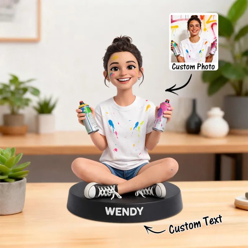 Custom Photo 2D Cute Animated Style Cartoon Style Wooden Desk Decor Best Gift for Him/Her - DiyGiftly