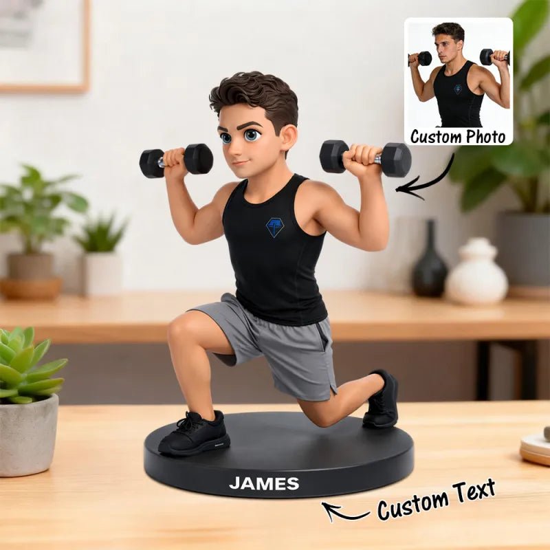 Custom Photo 2D Cute Animated Style Cartoon Style Wooden Desk Decor Best Gift for Him/Her - DiyGiftly