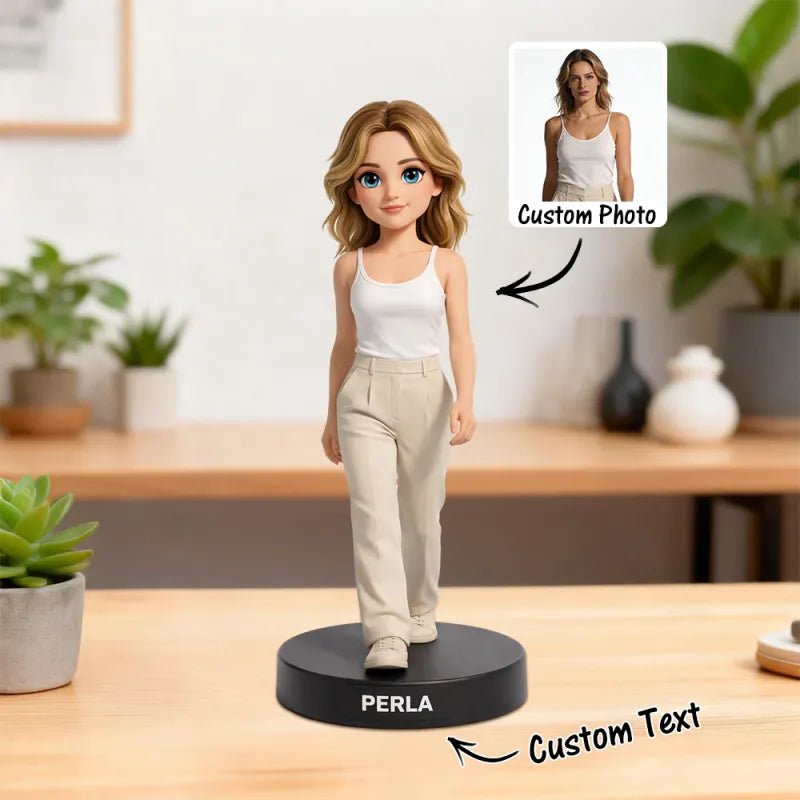 Custom Photo 2D Cute Animated Style Cartoon Style Wooden Desk Decor Best Gift for Him/Her - DiyGiftly
