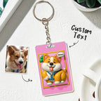 Custom Photo 3D Inflated Effect Pet Photo Keychain Gift for Pet Lover - DiyGiftly