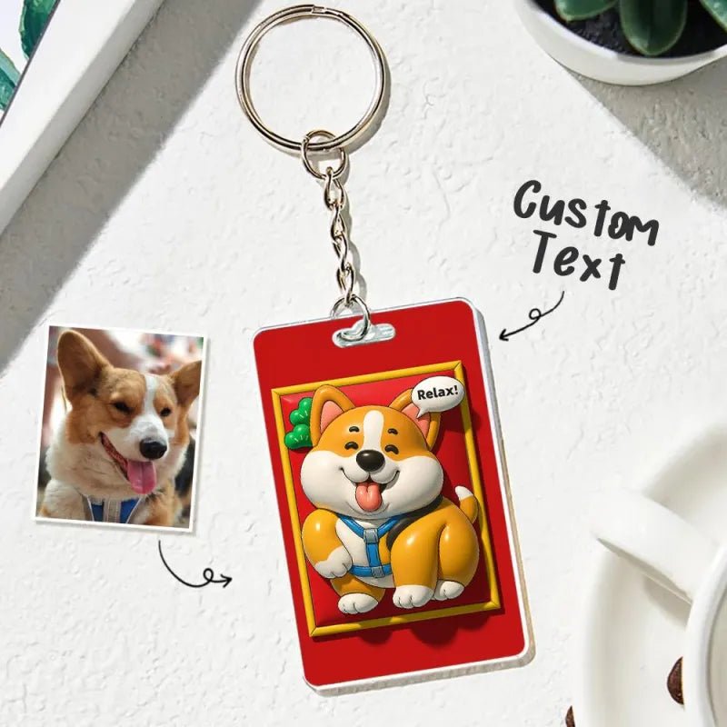 Custom Photo 3D Inflated Effect Pet Photo Keychain Gift for Pet Lover - DiyGiftly