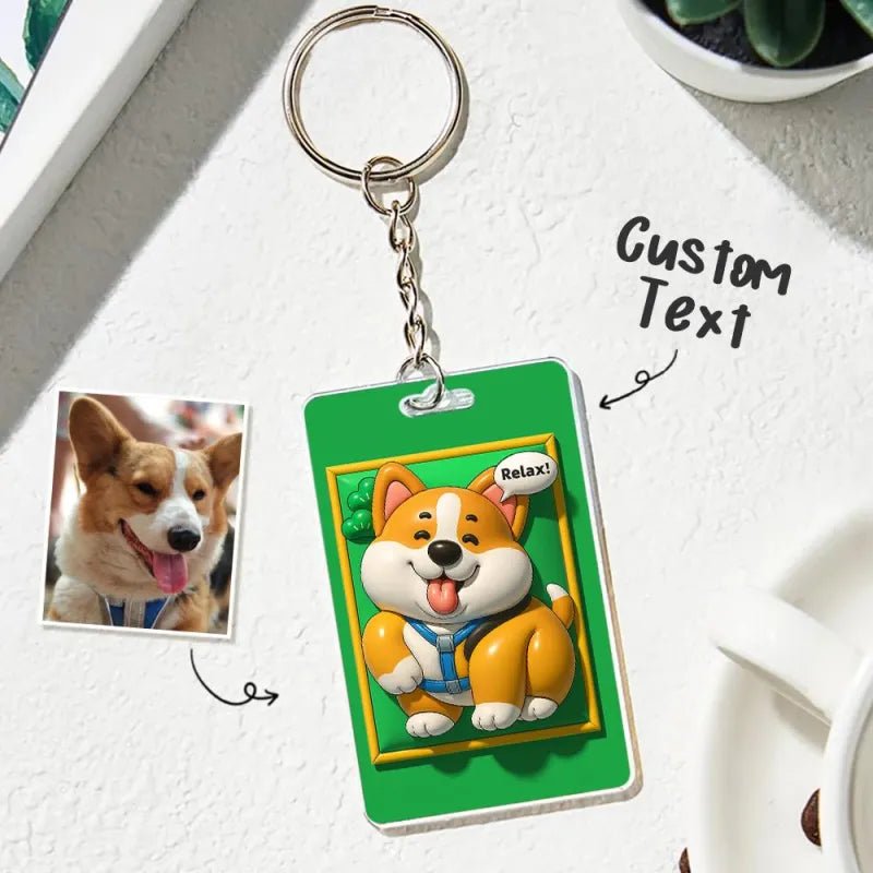 Custom Photo 3D Inflated Effect Pet Photo Keychain Gift for Pet Lover - DiyGiftly