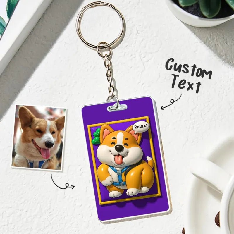 Custom Photo 3D Inflated Effect Pet Photo Keychain Gift for Pet Lover - DiyGiftly