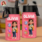 Custom Photo 3D Inflated Effect Printed Kids Water Bottle - Personalized Back To School Gifts For Kids - Fuel Your Bright Young Mind - DiyGiftly