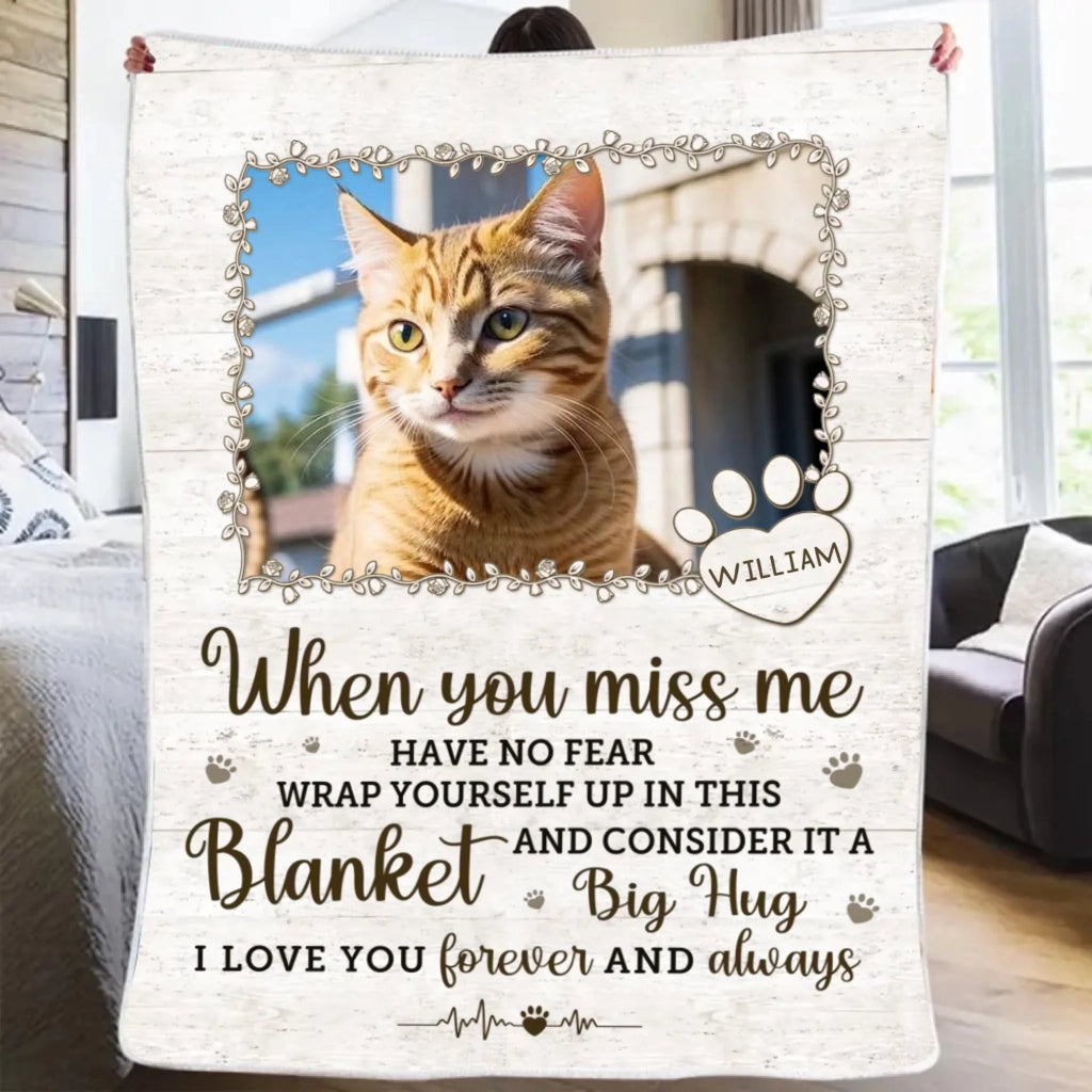personalized cat photo fleece blanket soft cozy comfort loss of cat gift