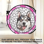 Custom Photo A Heartbeat At My Feet - Memorial Personalized Window Hanging Suncatcher Ornament - Sympathy Gift For Pet Owners, Pet Lovers 669072 - DiyGiftly