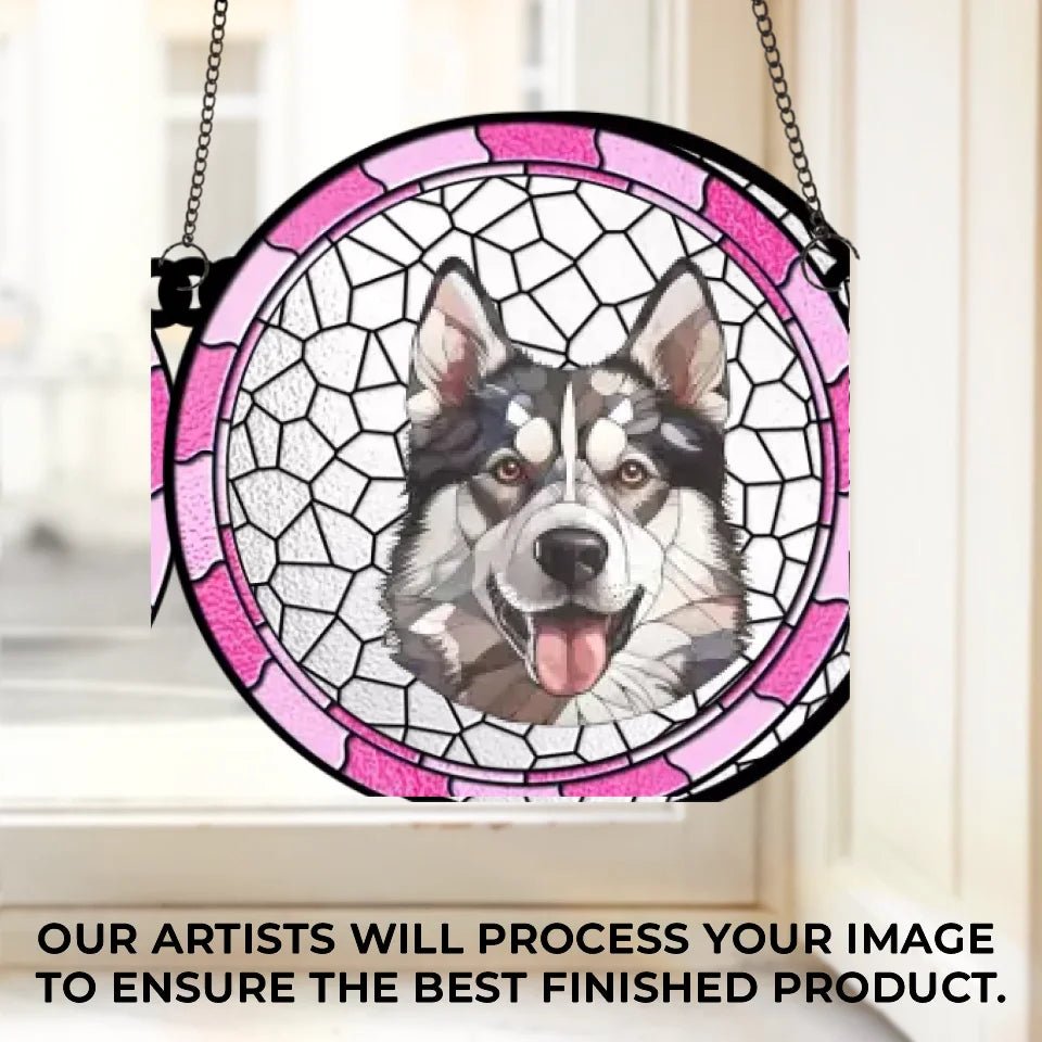 Custom Photo A Heartbeat At My Feet - Memorial Personalized Window Hanging Suncatcher Ornament - Sympathy Gift For Pet Owners, Pet Lovers 669072 - DiyGiftly