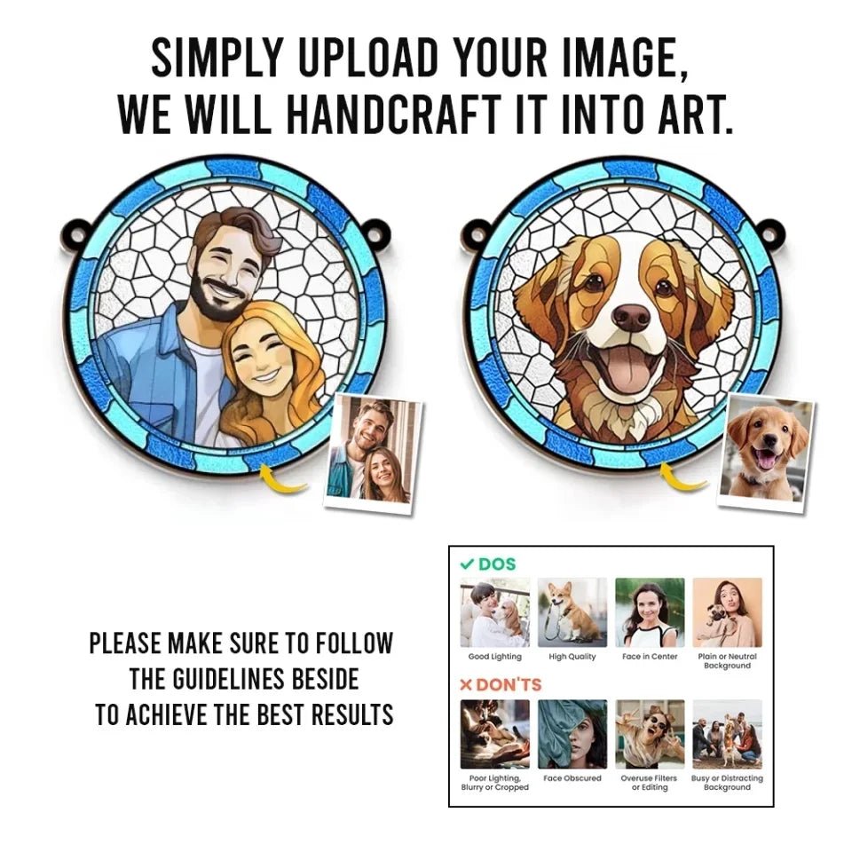 Custom Photo A Heartbeat At My Feet - Memorial Personalized Window Hanging Suncatcher Ornament - Sympathy Gift For Pet Owners, Pet Lovers 669072 - DiyGiftly
