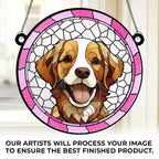 Custom Photo A Heartbeat At My Feet - Memorial Personalized Window Hanging Suncatcher Ornament - Sympathy Gift For Pet Owners, Pet Lovers 669072 - DiyGiftly