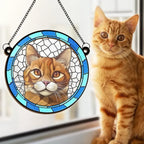 Custom Photo A Heartbeat At My Feet - Memorial Personalized Window Hanging Suncatcher Ornament - Sympathy Gift For Pet Owners, Pet Lovers 669072 - DiyGiftly