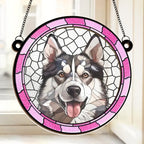 Custom Photo A Heartbeat At My Feet - Memorial Personalized Window Hanging Suncatcher Ornament - Sympathy Gift For Pet Owners, Pet Lovers 669072 - DiyGiftly