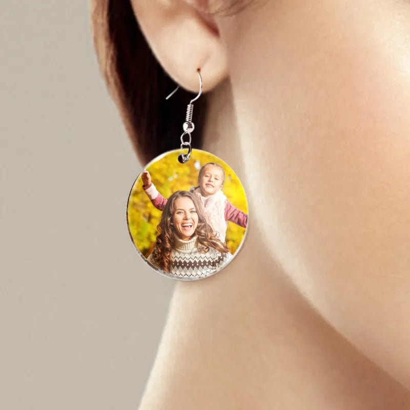 gifts for wife Heartfelt Surprise - Personalized Keepsake - Photo Acrylic Dangle Earrings Personalized Circle Earrings Birthd