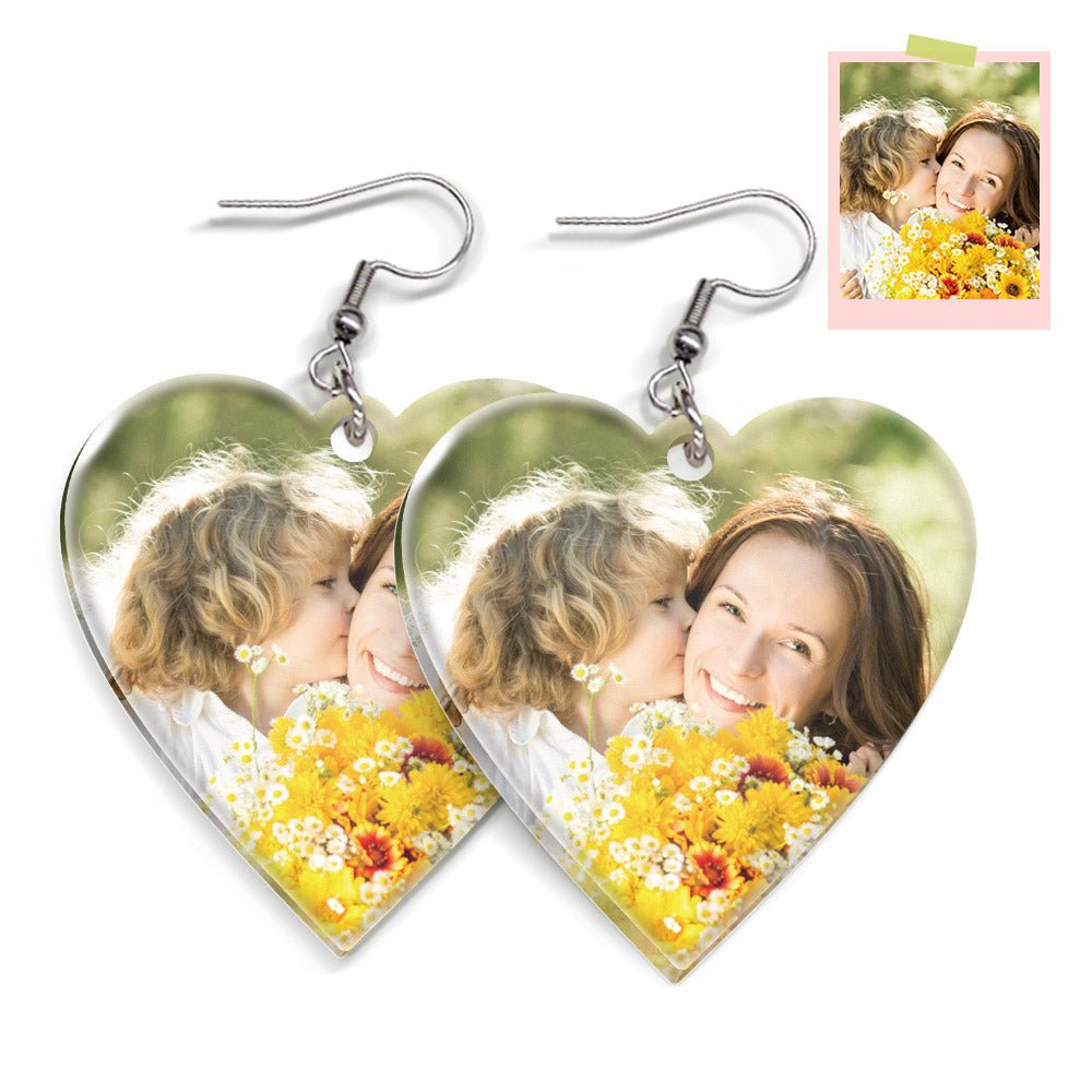gifts for wife Best Wife Ever - Unique Memento - Photo Acrylic Earrings Personalized Heart Earrings Gift For Mother's Day Gif