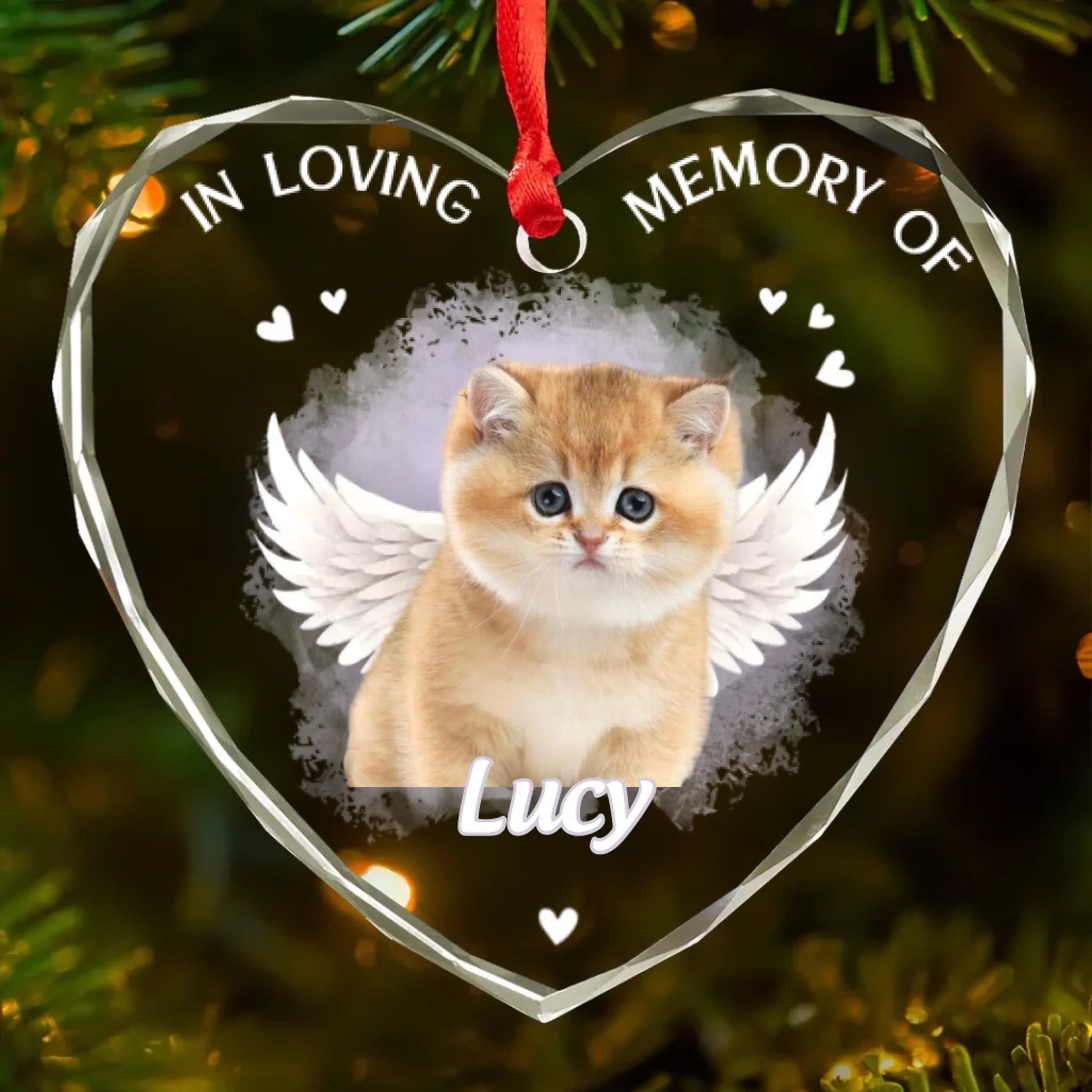heart glass keepsake personalized cat photo ornament loss of cat gift