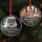 custom photo and name cat heart glass ornament loss of cat gift keepsake