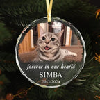custom photo and name cat heart glass ornament keepsake loss of cat gift