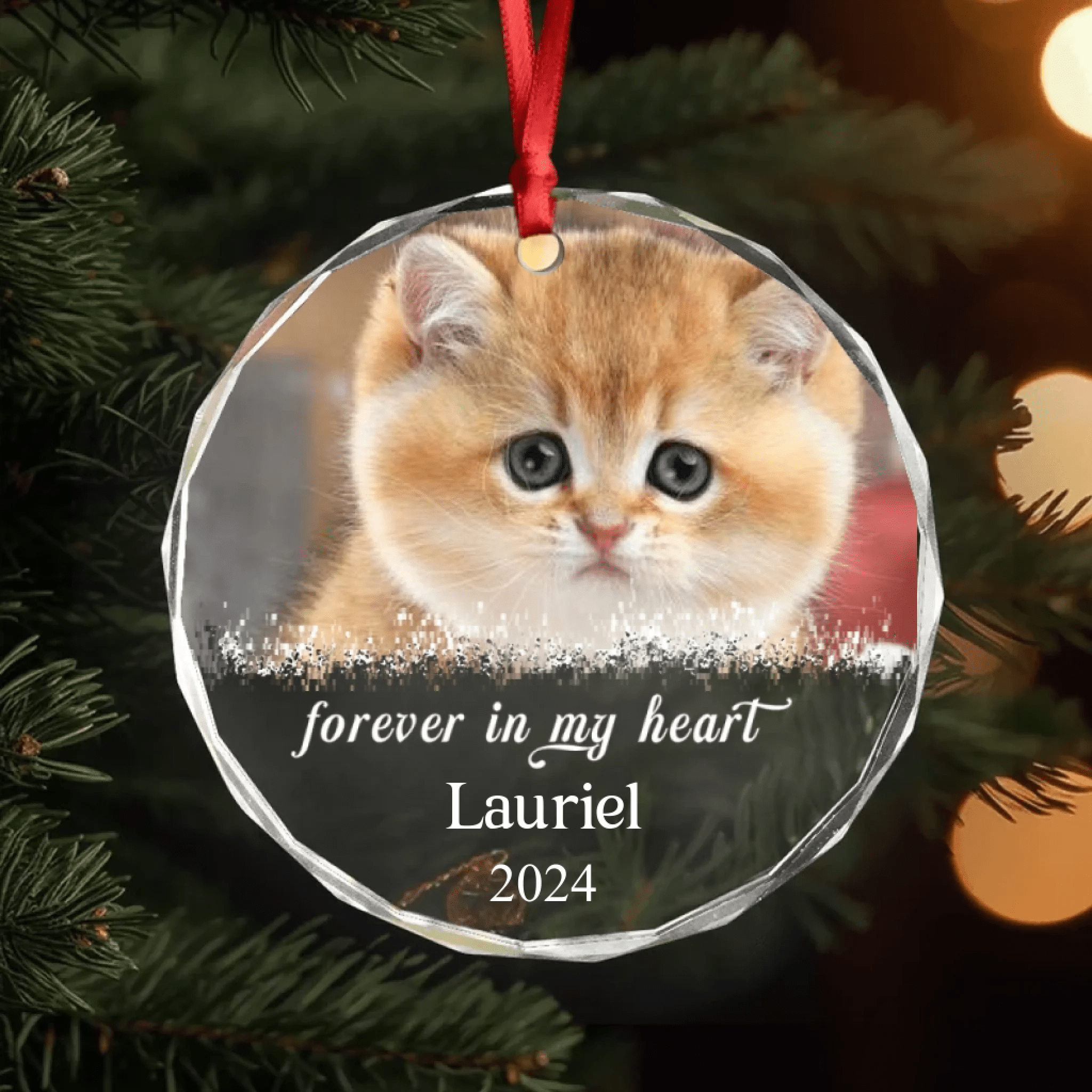 heart glass keepsake custom photo and name cat ornament loss of cat gift
